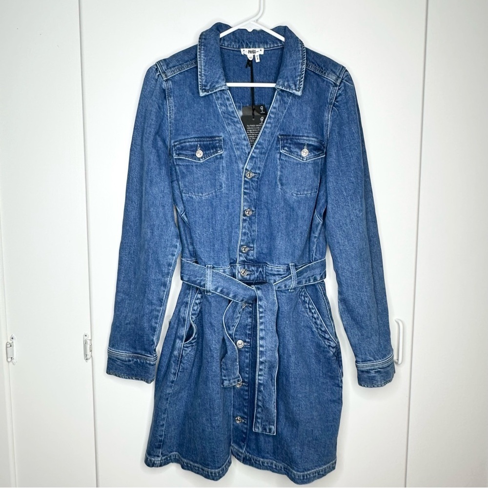 NWT Paige Mayslie Long Sleeve Denim Shirt Dress Size 10 Retail $269 - Picture 4 of 10